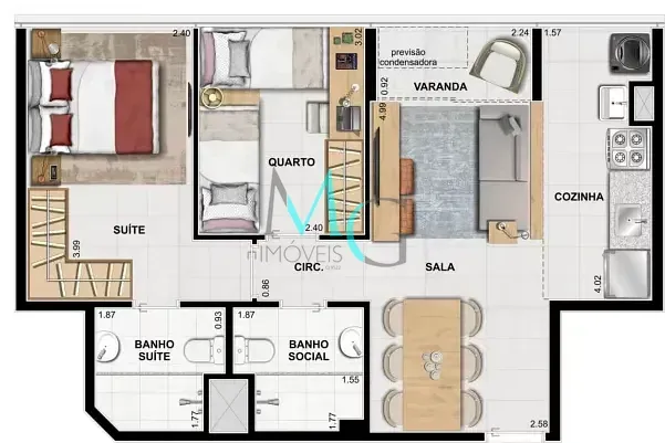 Imagem Apartamento à venda 3 Quartos 1 Suite 1 Vaga 65.03M² Barra da Tijuca Rio de Janeiro - RJ