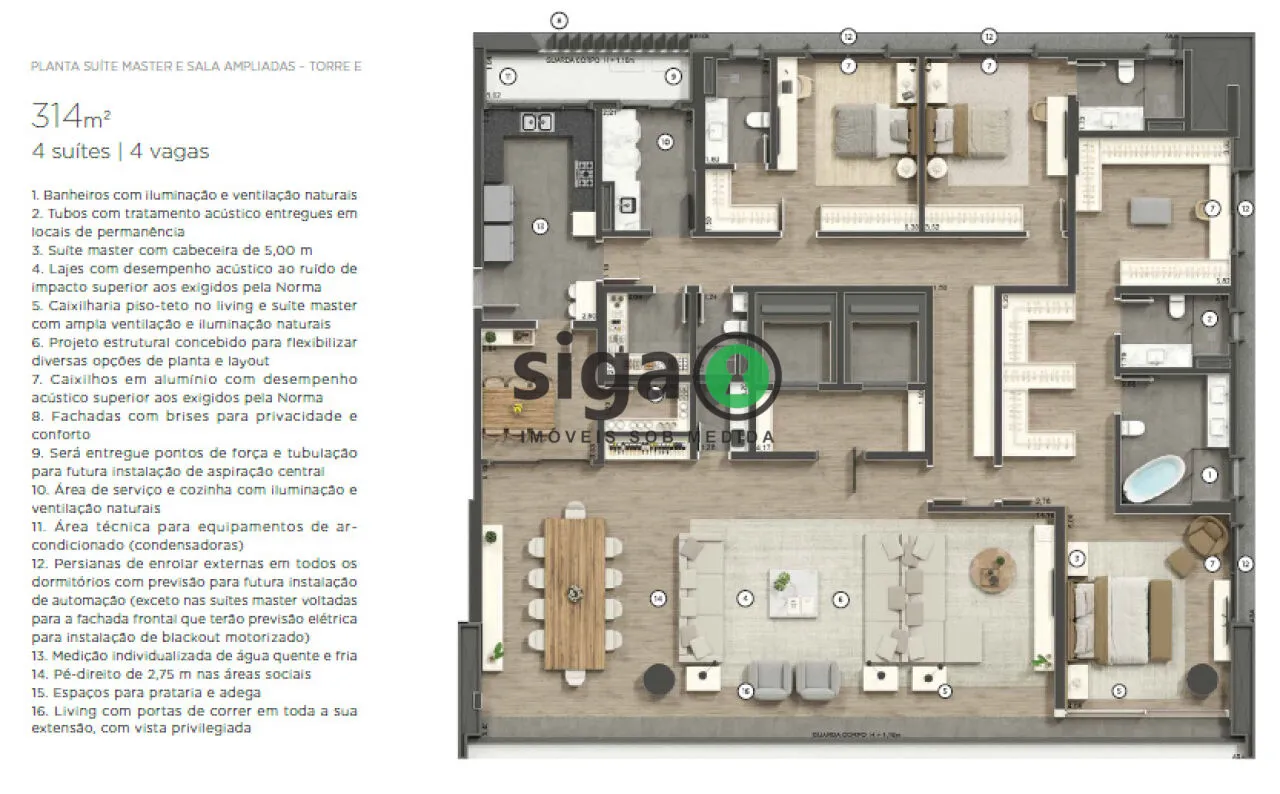 Imagem Apartamento à venda nos Jardins de 314m² com 4 suítes e 4 vagas - São Paulo