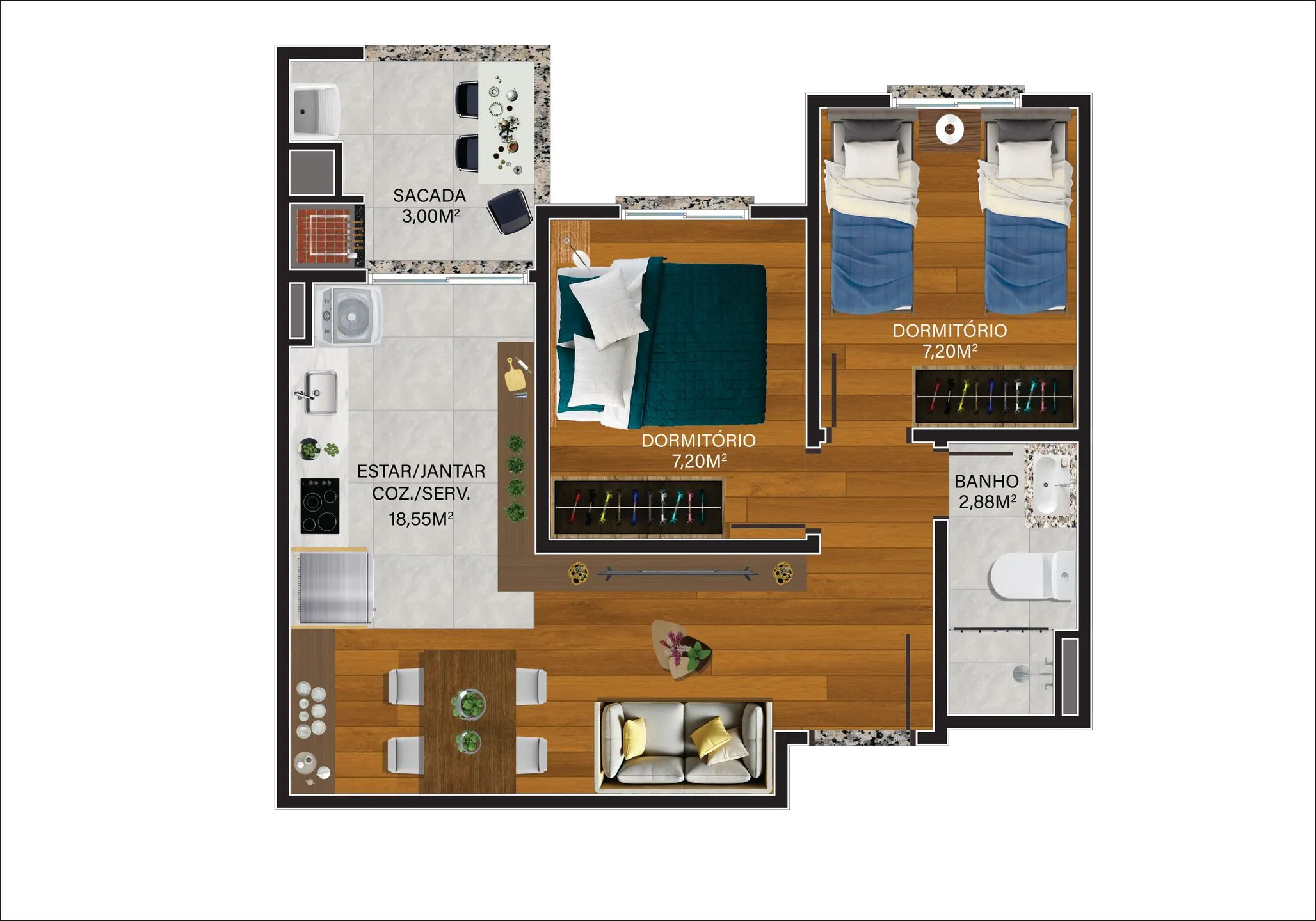 Imagem Apartamento à venda em Caxias do Sul, Bela Vista, com 3 quartos, 61.34m2