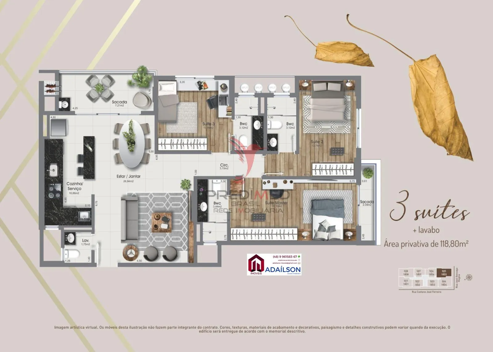 Imagem Apartamentos no Edifício Lyon Residence - Em São Jose - Floripa SC