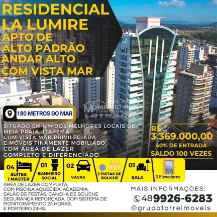 Foto do imóvel Vendo Apartamento em Meia Praia Itapema, Residencial La Lumiere, 200 Metros do Mar. Com 4 Suítes, 210m² de área privada. 3 elevadores, 2 garagens. em Rua 232 Meia Praia Itapema SC