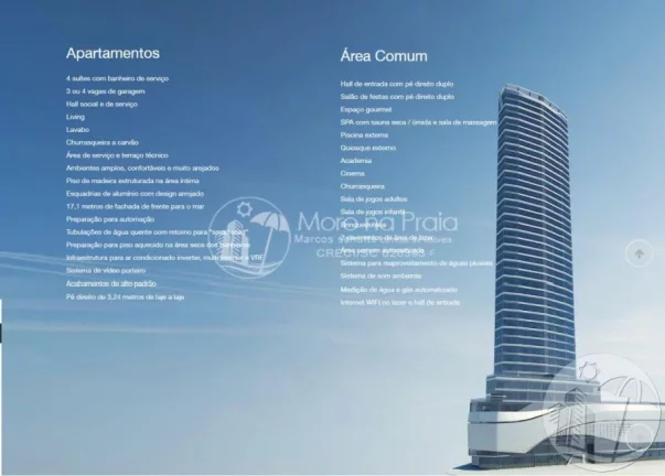 Imagem Apartamento Frente Mar no Edifício PHAROS com 4 Suítes e 3 a