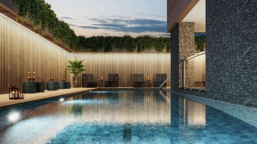 Imagem DNA de design, sofisticação e arquitetura contemporânea que interage e se insere à textura do ba...