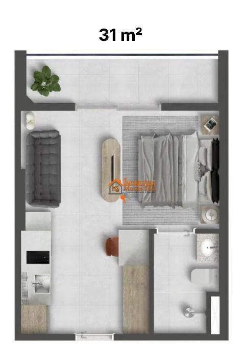Imagem Flat com 1 dormitório à venda, 31 m² por R$ 570.900,00 - Centro - Guarulhos/SP