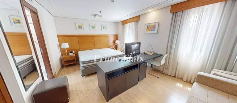 Imagem Flat disponível para locação no Meliá Jardim Europa no Itaim Bibi, com 29m², 1 dormitório e 1 vaga de garagem