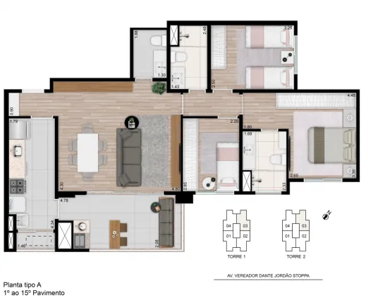 Imagem Apartamento com 3 Quartos à Venda, 90 m² em Cézar de Souza - Mogi das Cruzes