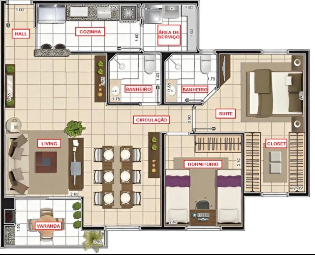 Imagem Apartamento à venda 2 Quartos, 1 Suite, 2 Vagas, 75M², Jardim Bela Vista, Taubaté - SP | condominio solare