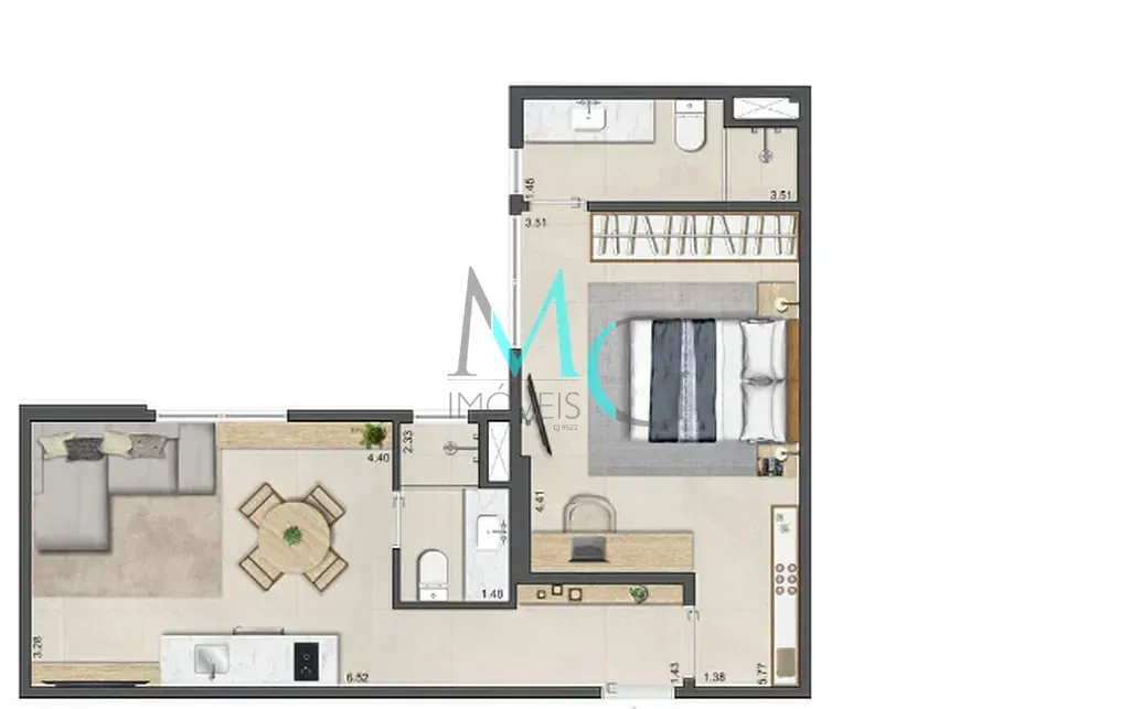 Imagem Apartamento à venda 2 Quartos 2 Suites 48.52M² Leblon Rio de Janeiro - RJ | Guilhem Mozak - Residencial