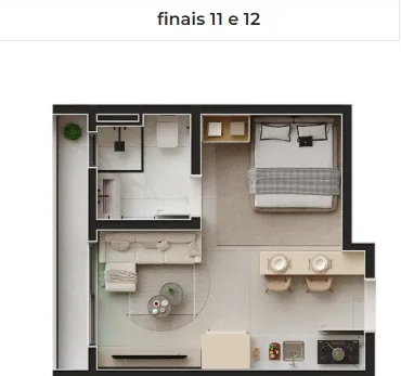 Imagem Loft para Venda em São José dos Pinhais, Centro, 1 dormitório, 1 suíte, 1 banheiro