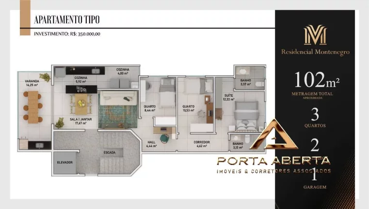 Imagem Cobertura - 3 quartos, sendo 1 suite - Veneza 1- COD 730