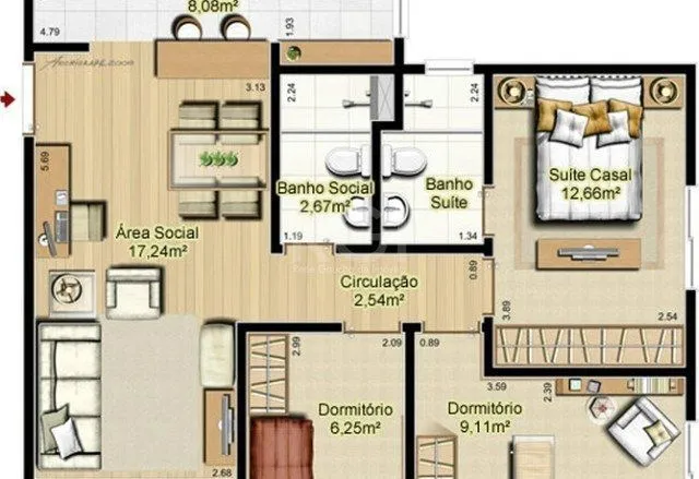 Imagem Apartamento para Venda - 69m², 3 dormitórios, sendo 1 suites, 1 vaga - Jardim Carvalho