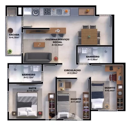 Imagem Solare Residence - Apartamento à venda no bairro Nova Palhoça - Palhoça/SC