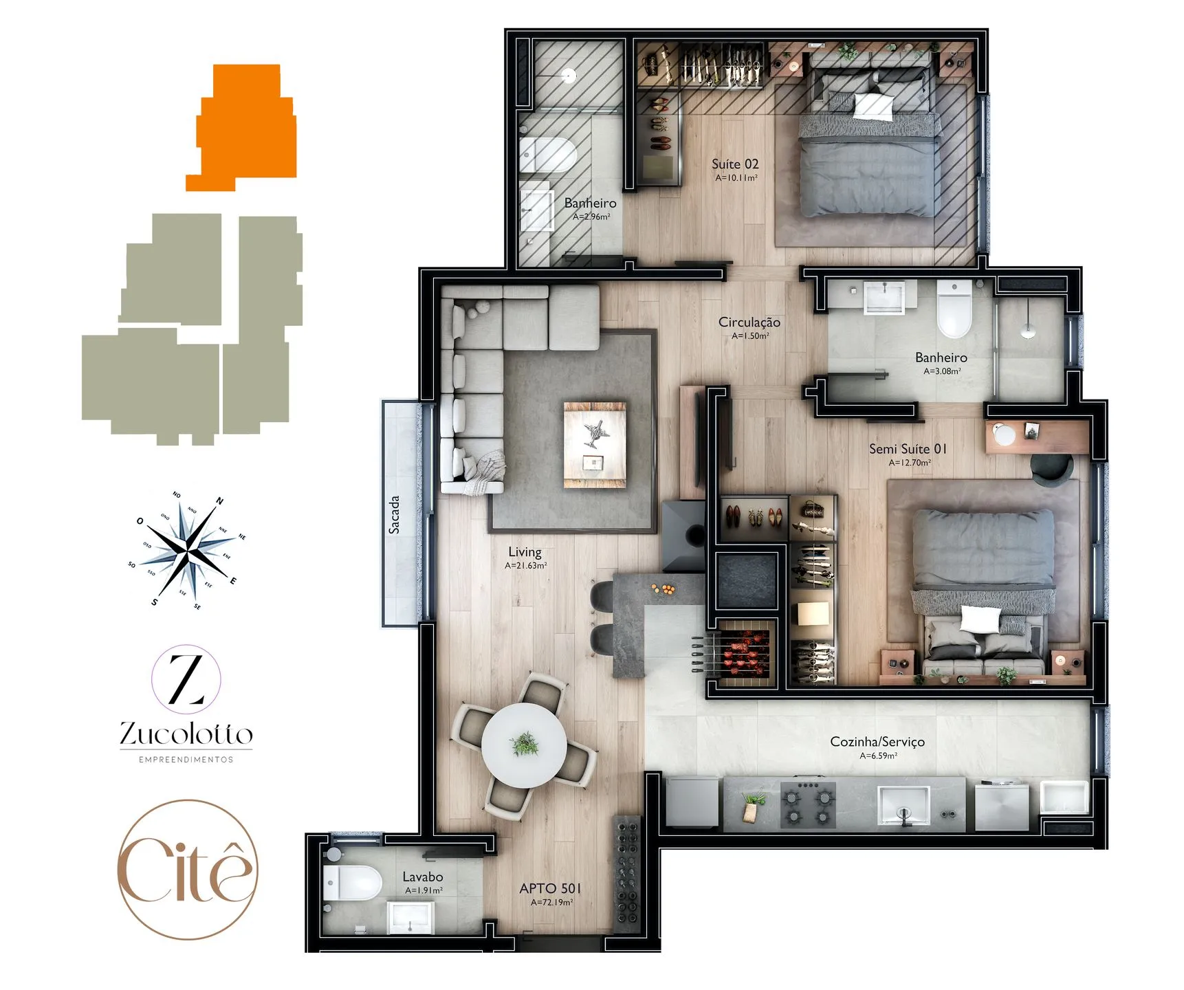 Imagem Apartamento à venda em Gramado, Carniel, com 2 quartos, 86.38m2