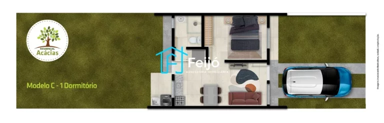 Imagem Casas de 2 dormitórios com pátio em Guaíba