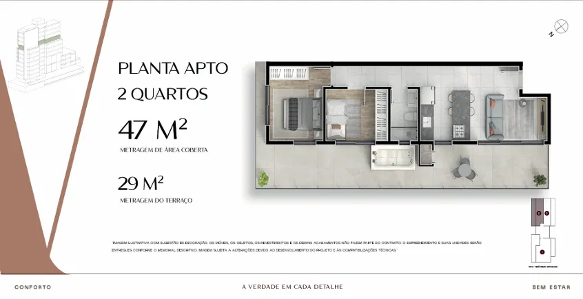 Imagem Apartamento para Venda em São José dos Pinhais, Centro, 2 dormitórios, 1 suíte, 2 banheiros, 1 vaga