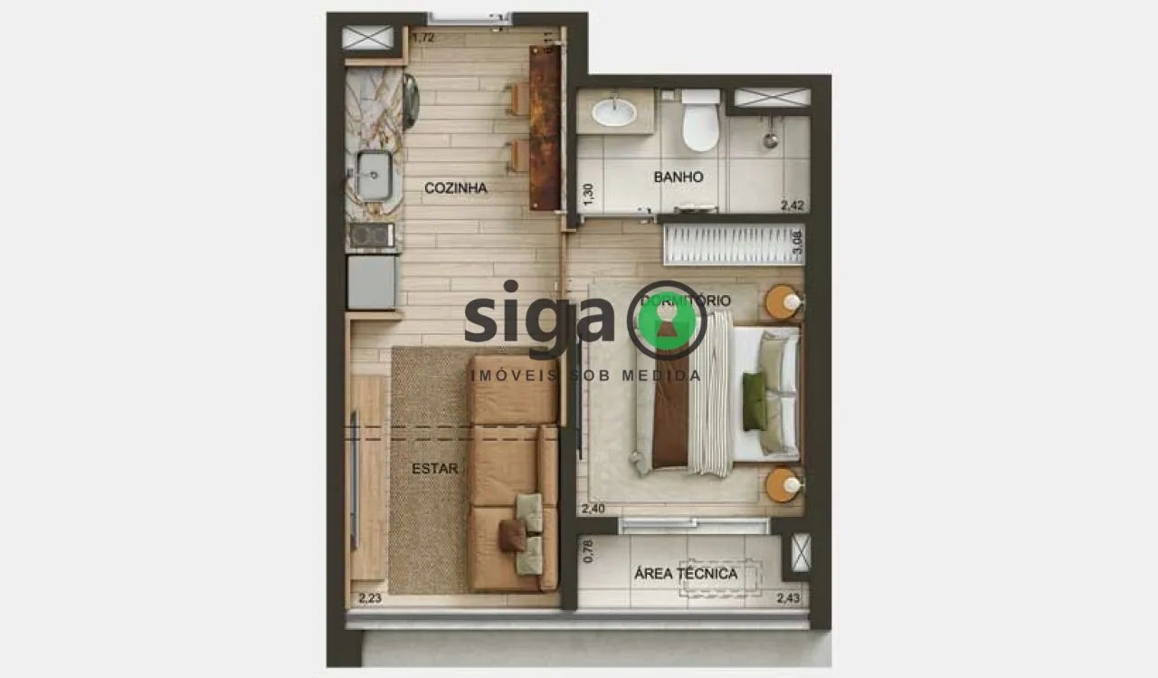Imagem Apartamento com 1 quarto no Brooklin | Alta Demanda, Liquidez e Renda com Locação