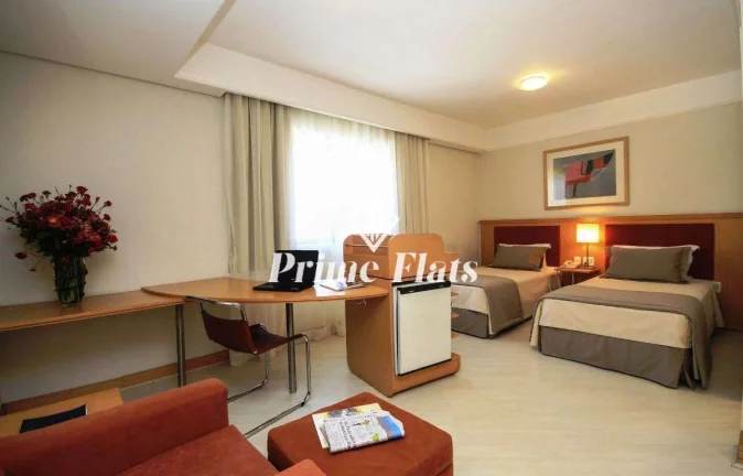 Imagem Flat disponível para venda no Hotel Bienal Suítes, com 28m², 1 dormitório e 1 vaga de garagem