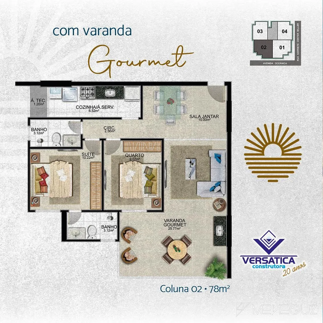 Imagem Marinetti Rondelli - Lançamento na Praia do Morro, com apartamentos a venda de 2 quartos, a uma quadra do mar e lazer completo