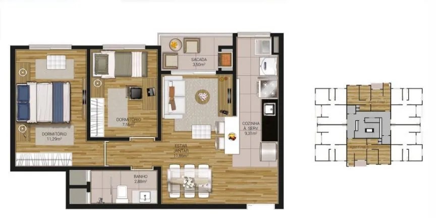 Imagem Apartamento à venda em Caxias do Sul, São Leopoldo, com 2 quartos, 55.61m2