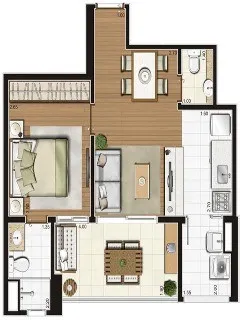 Imagem Apartamento à venda no Campo Belo, São Paulo-SP 2 quartos, 1 suíte, 2 banheiros, 2 vagas 73,00 m² Condomínio Tempo Bello