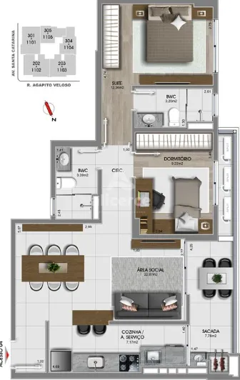 Imagem PRONTO PARA MORAR - APARTAMENTO COM 3 DORMITÓRIOS (2 SUÍTES) E 111 m² NO CORAÇÃO DO ESTREITO - FLORIANÓPOLIS/SC