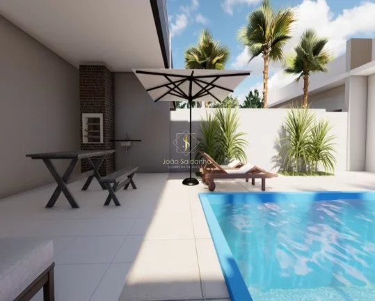 Imagem Casa com piscina em Guaratuba, Rua asfaltada, 700 metros do mar com 101,85 m construído.