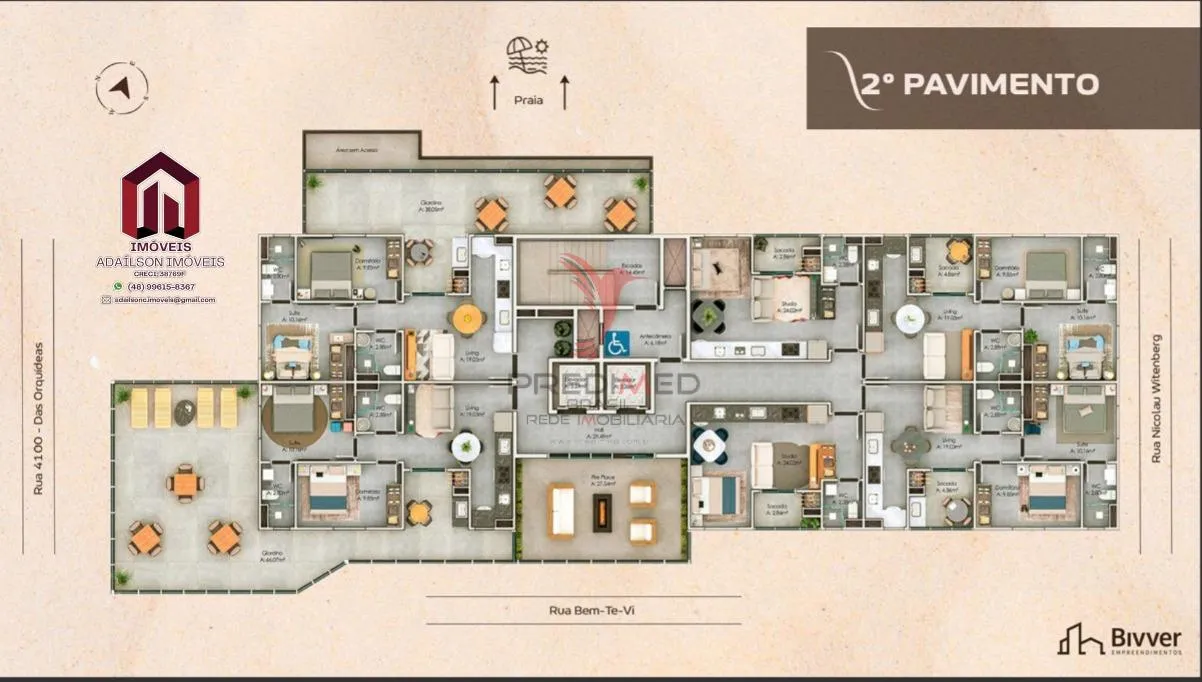 Imagem Apartamentos 1 Quarto , 33m2 e 2 Dorm 58m2 no Bivver Residence Em Piçarras SC BRASIL