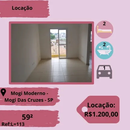 Apartamento com 2 Quartos para Alugar, 59 m² em Mogi Moderno - Mogi das Cruzes
