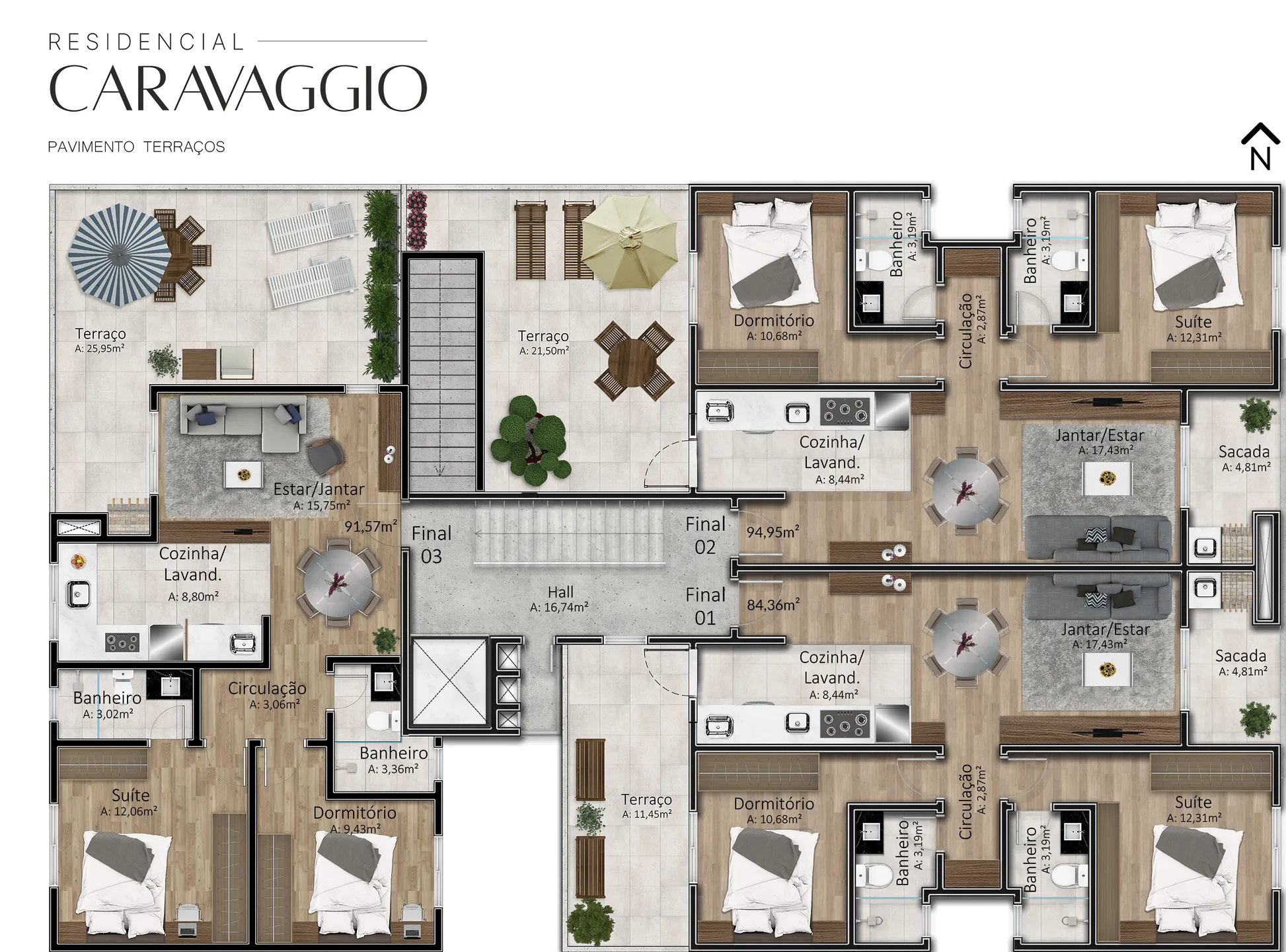 Imagem Apartamento à venda em Caxias do Sul, Santa Catarina, com 2 quartos, 91.57m2