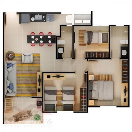 Imagem Apartamento 3 dormitórios para Venda em Luís Correia, Luis Correia, 3 dormitórios, 1 suíte, 2 banheiros, 2 vagas