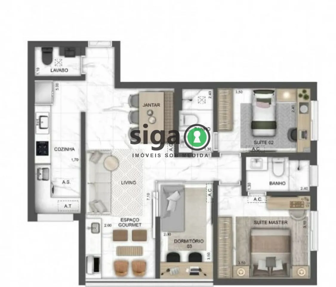 Imagem Apartamento para venda no Morumbi 03 dormitórios, São Paulo - SP