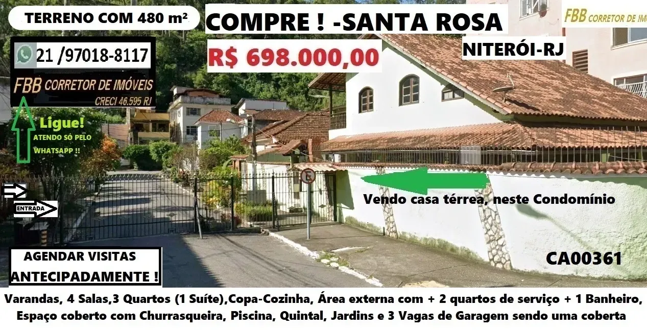 Casa de Condomínio com 3 Quartos à Venda, 480 m² em Santa Rosa - Niterói