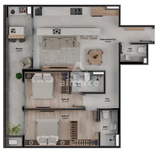 Imagem Viva Balneário Estreito - Apartamento com 2 Suítes, 100m² Privativos e Lazer Completo a 10 Minutos do Centro!