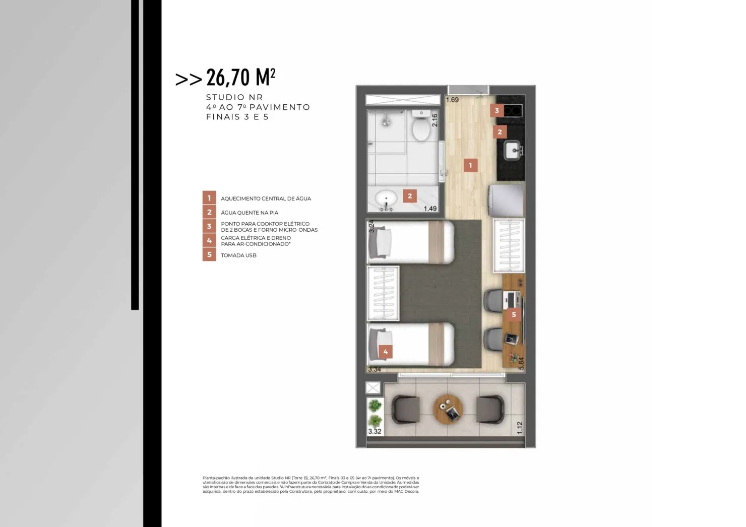 Imagem Apartamento 26,70m² para Locação na Avenida Santo Amaro, Frente à Estátua do Borba Gato, com Sacada e Lazer