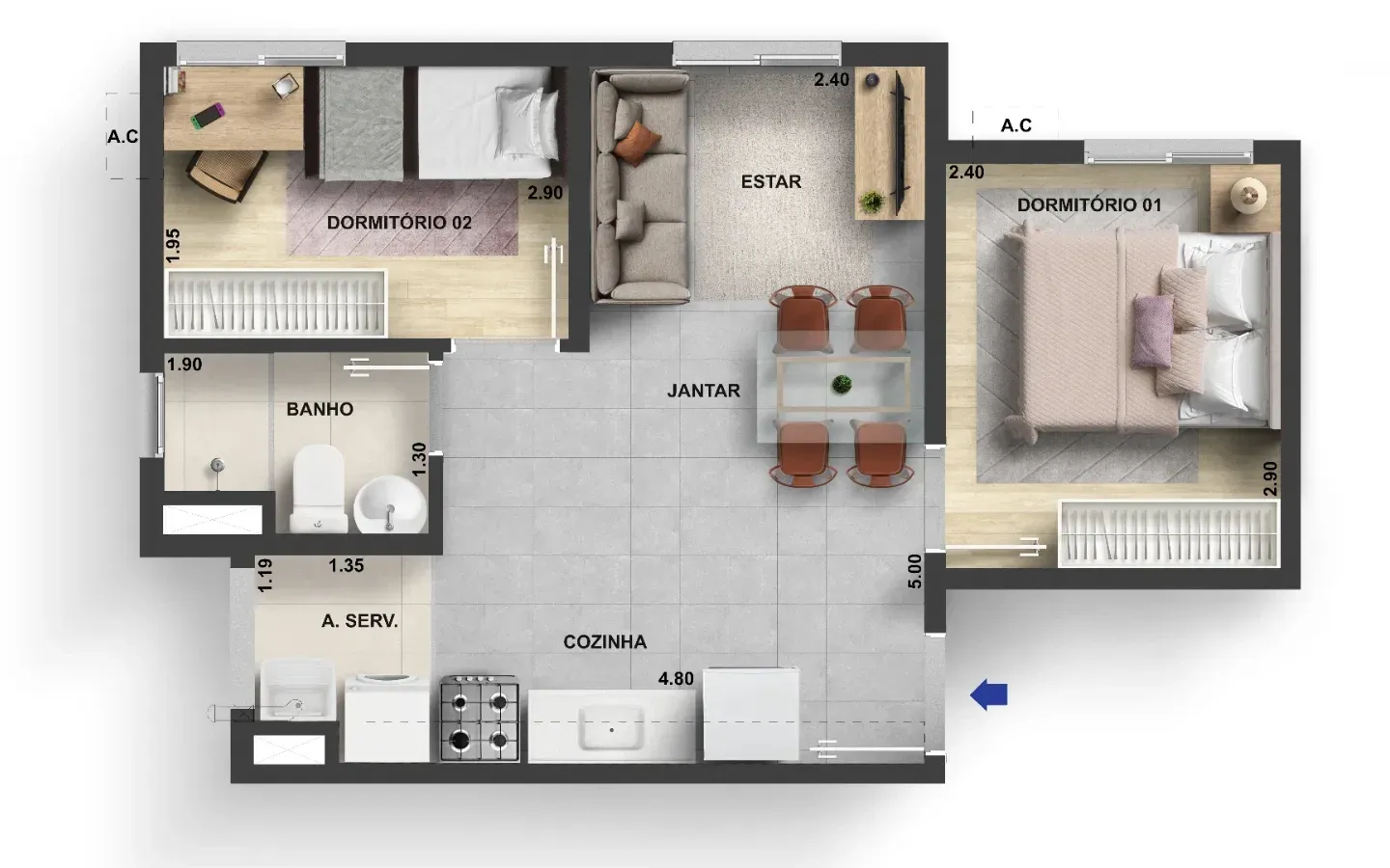 Imagem Apartamento com 2 Quartos à Venda, 37 metros em Campo Grande - Rio de Janeiro