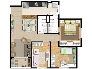 Imagem Apartamento à venda ou locação em Santo André-SP, bairro Santa Teresinha. 2 quartos, 2 banheiros, 1 vaga. 50,00 m². Condomínio Up Grade.