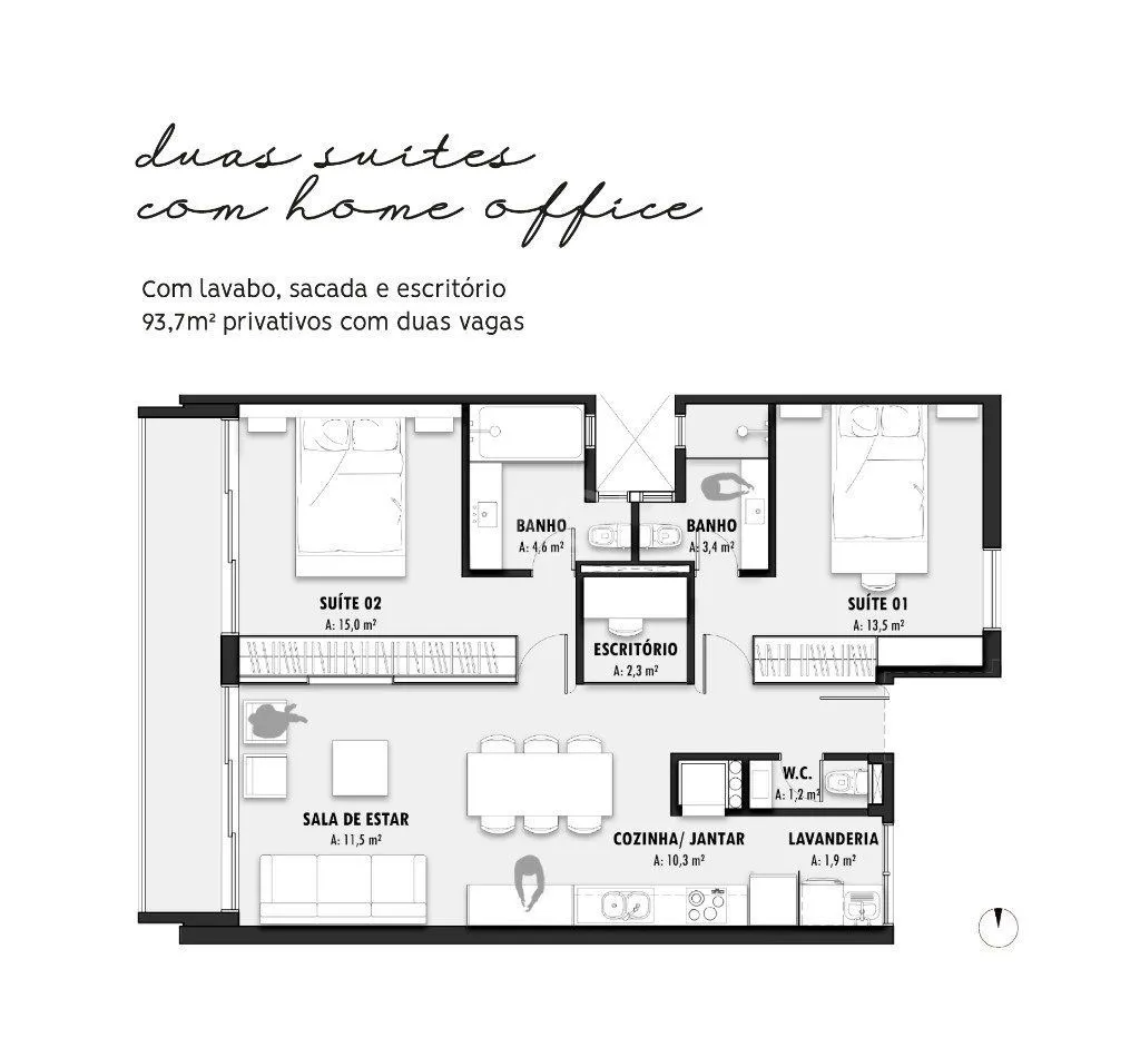 Imagem Lançamento para Venda - 93.7m², 2 dormitórios, sendo 1 suites, 2 vagas - Petrópolis