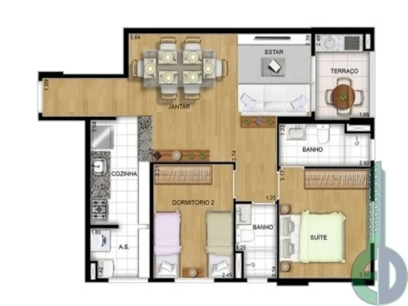 Imagem Apartamento à venda em Santo André-SP, Vila América: 2 quartos, 1 suíte, 1 sala, 2 banheiros, 2 vagas - Condomínio Club View