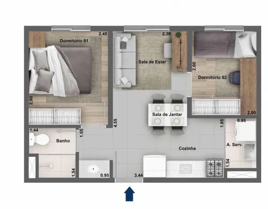 Imagem Apartamento com 2 Quartos à Venda, 40 m² em Jaguaré - São Paulo