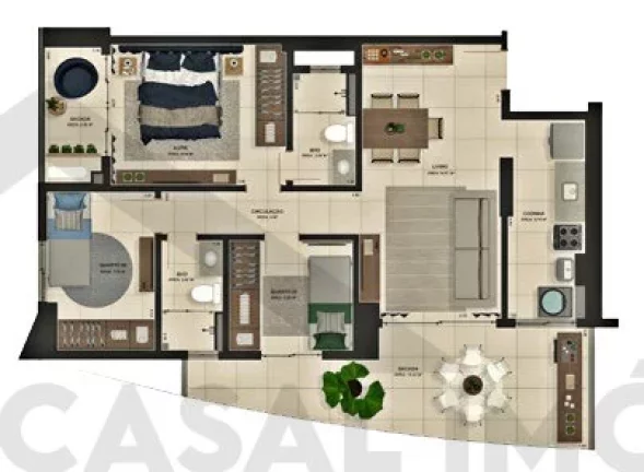 Imagem CASAL IMÓVEIS VENDE WAY BATISTA CAMPOS APARTAMENTOS 2 OU 3 QUARTOS COM SUÍTE + VARANDA GOURMET 1 OU 2 VGS 84,85 M2