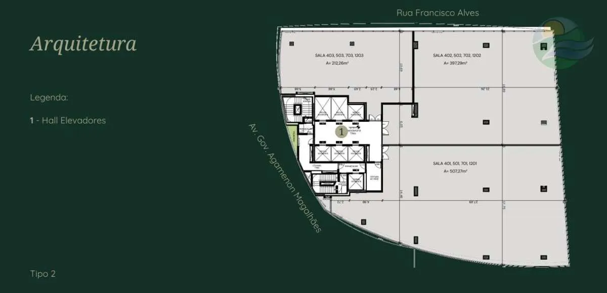 Imagem Sala para venda com 1.100m2, Empresarial Marie Curie, Ilha do Leite, Recife.