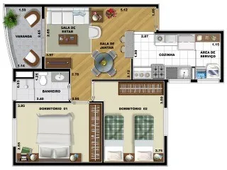 Imagem Apartamento para locação em São Bernardo do Campo - Vila Euclides 2 quartos, 1 banheiro, 1 vaga de garagem Condomínio Puerto Madero