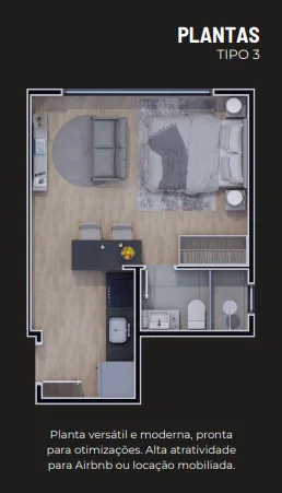 Imagem Loft para Venda em Curitiba, Rebouças, 1 dormitório, 1 banheiro