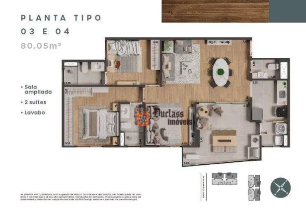 Imagem Apartamento com 2 dormitórios à venda, 80 m² por R$ 681.354,94 - Morumbi - Paulínia/SP