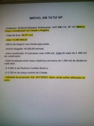 Imagem Indústria à venda no bairro Centro em Tatuí/SP