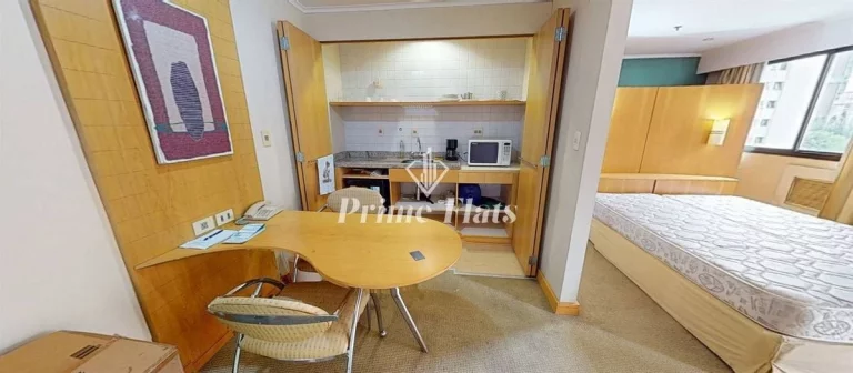 Imagem Flat disponível para locação no Hotel Slaviero Essential São Paulo Ibirapuera, com 35m², 1 dormitório e 1 vaga