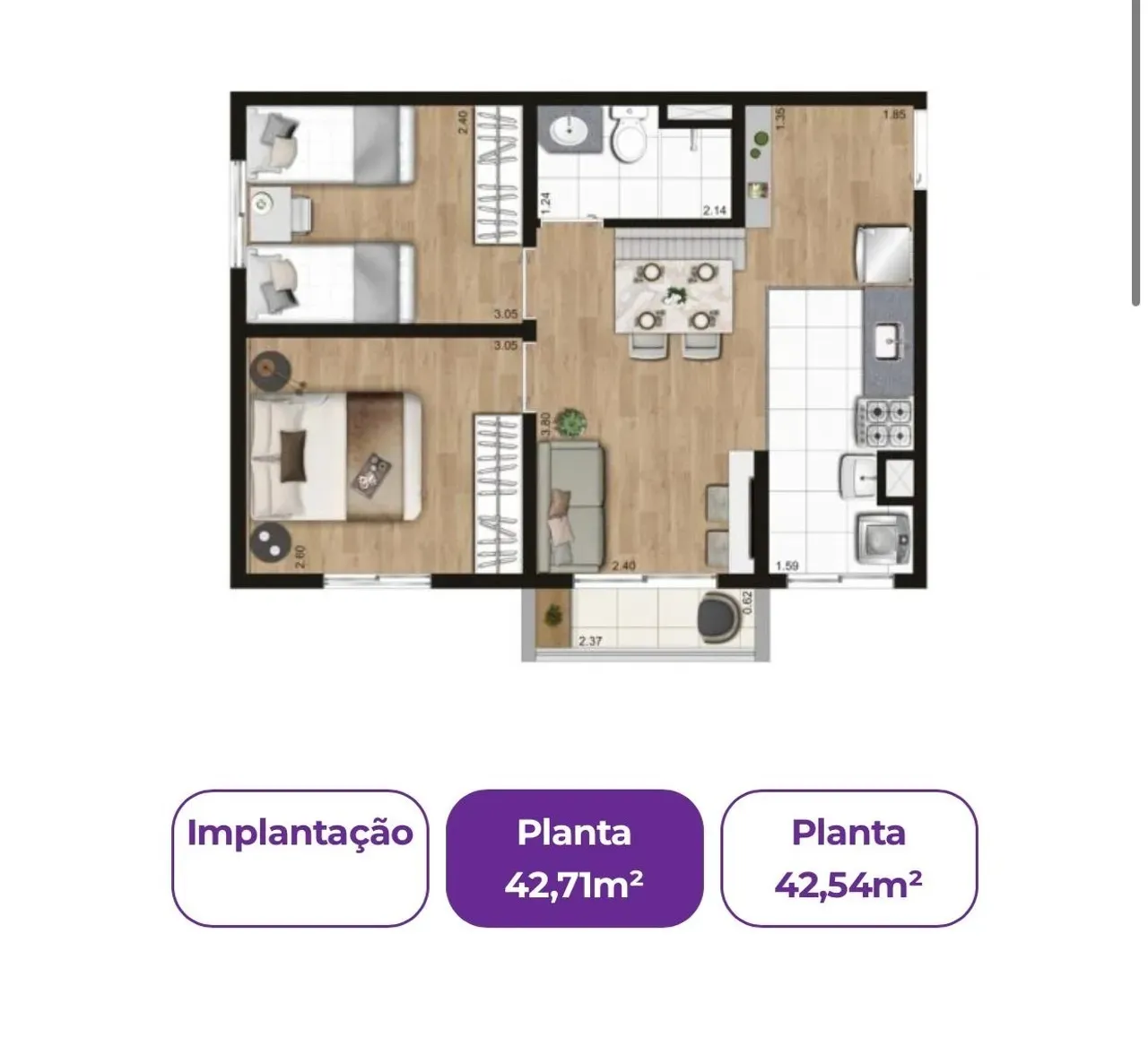 Imagem Apartamento à venda em Santos-SP, Jabaquara: 2 quartos, 1 sala, 1 banheiro, 1 vaga de garagem, 43m². Adquira já!