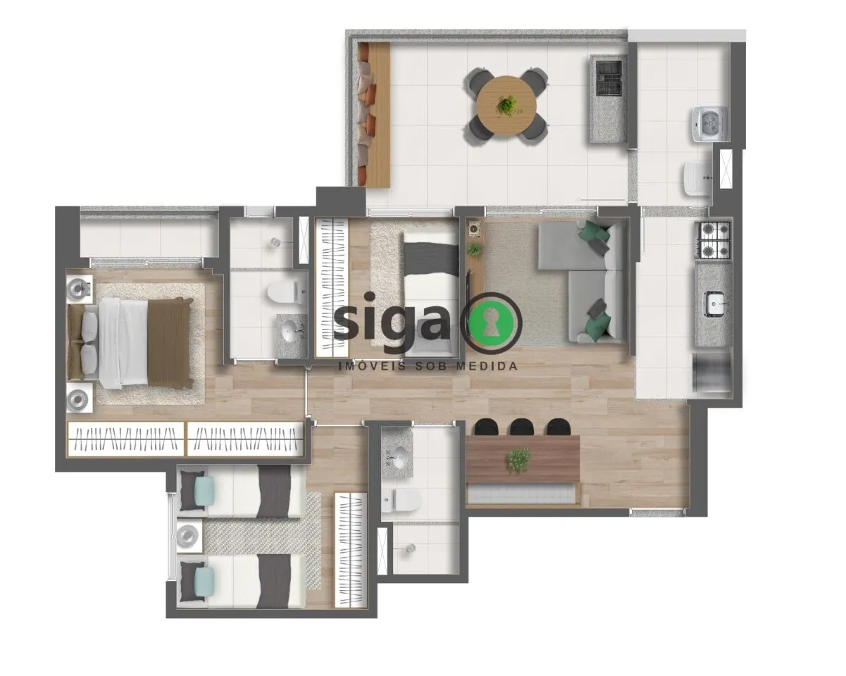 Imagem Apartamento 74 m² 3 Dorms e 2 vagas com Lazer Completo na Vila Mascote