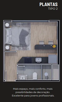 Imagem Loft para Venda em Curitiba, Rebouças, 1 dormitório, 1 banheiro