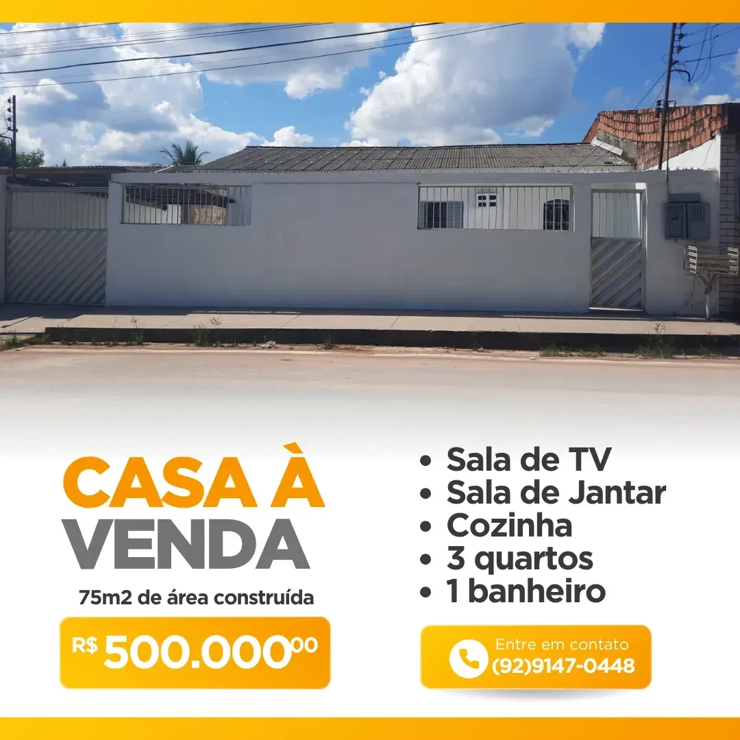 Foto do imóvel Casa com 3 Quartos à Venda, 75 m² em Alvorada - Manaus